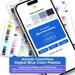 Ultimate Blue Color Palette App | Digital Pro Designer Tool with HEX, RGB, CMYK | Live Color Scanner & Product Mockup Generator Android Apk