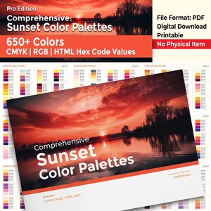 650+ Sunset Color Palette, Warm Tone Digital Color Swatches, CMYK RGB Hex Codes, Ui UX Digital Color, Procreate Palette, Digital Download