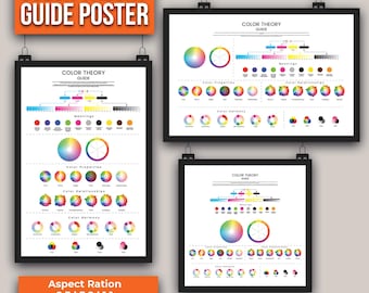 Póster de la guía de teoría del color: Referencia CMYK y RGB (Descarga digital)