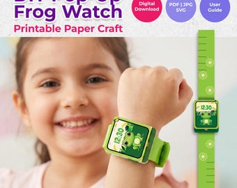 Orologio a forma di rana pop-up fai da te, stampabile e realizzabile con la carta / Attività per bambini di 20 minuti / Giocattolo di carta 3D, download digitale / Lavoretto facile per bambini piccoli di AMZE Studio