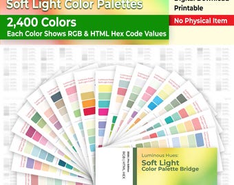 Pacchetto di 2400 colori / Tavolozza di colori pastello tenui e luminosi / Codici RGB esadecimali per designer digitali, Procreate e guida al branding per il web design