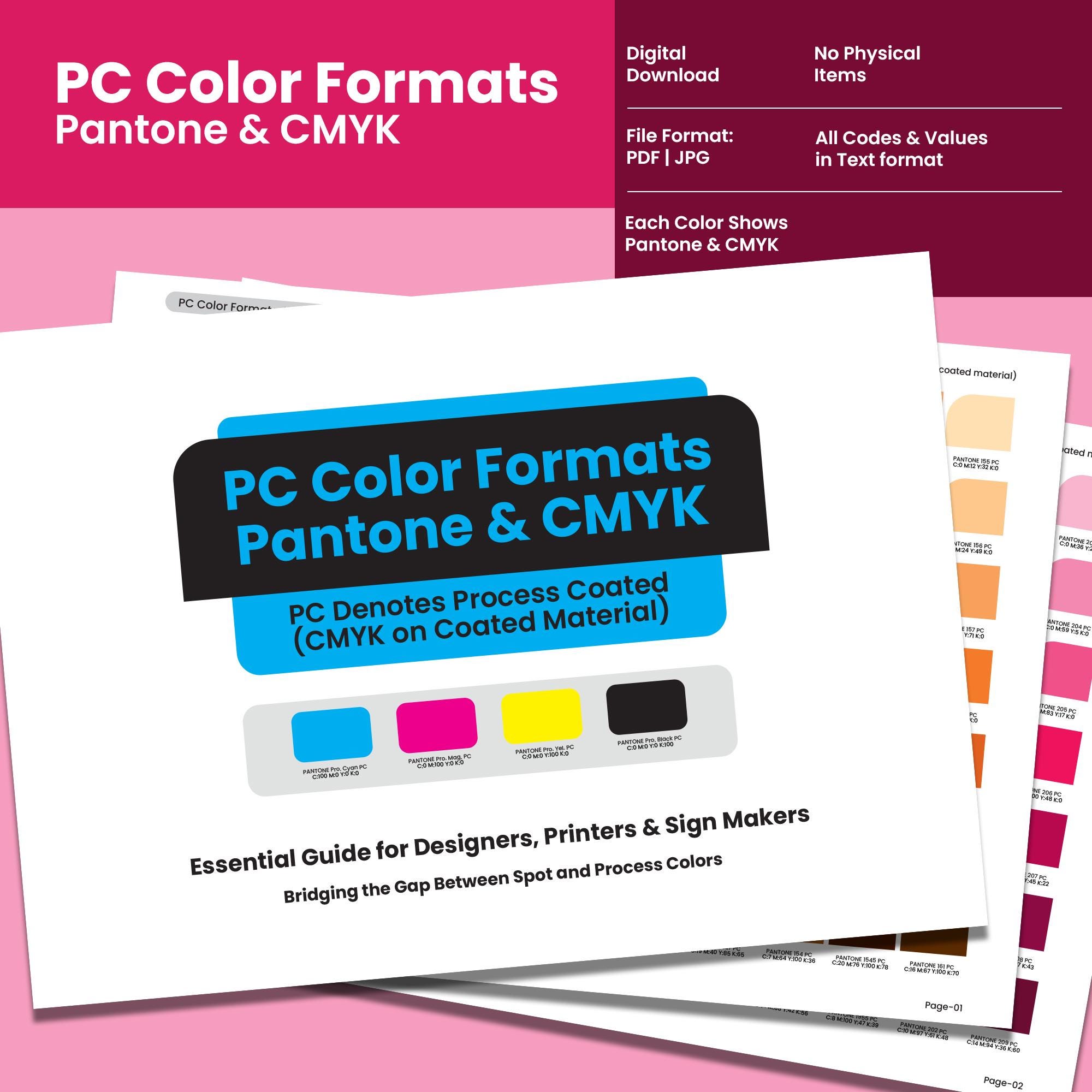 Pantone to CMYK Process Coated Color Guide | PC Color Formats Reference ...