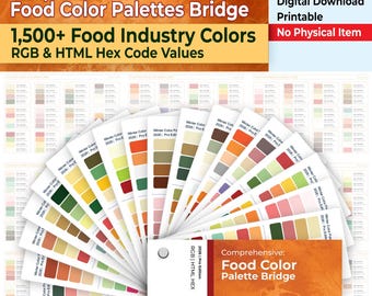 Oltre 1500 colori HEX RGB per marchi di ristoranti da scaricare digitalmente / Tavolozza di colori per alimenti / Campioni di colore stampabili / Strumento per la progettazione di menu per panetterie