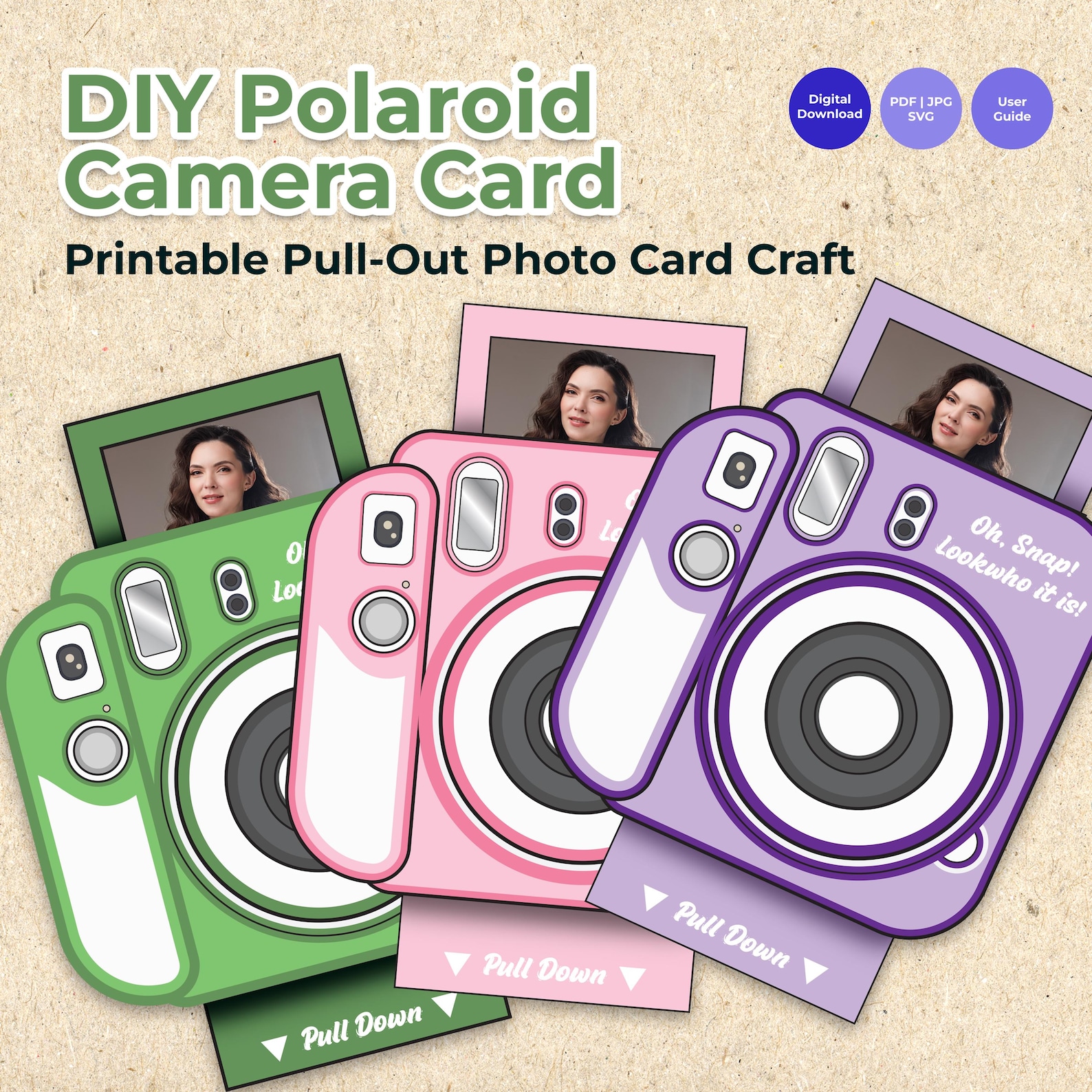 DIY Polaroid Camera Card | Printable Interactive Pull-out Photo Craft ...