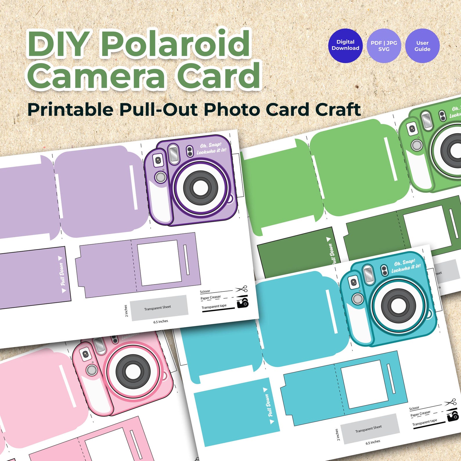 DIY Polaroid Camera Card | Printable Interactive Pull-out Photo Craft ...