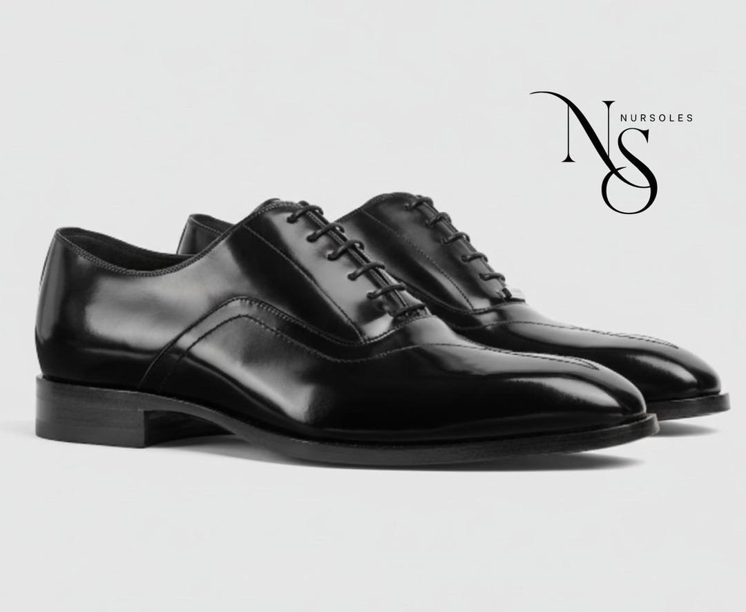 Handmade Classic Black Leather Cap Toe Oxford Shoes for Men  display picture 1