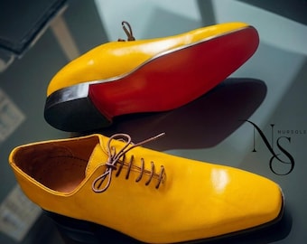 Handmade Classic Yellow Leather Oxford Shoes for Men