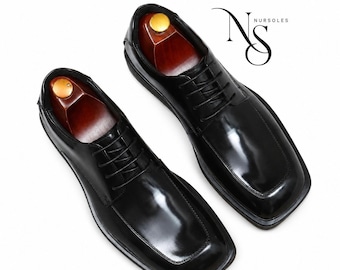 Men’s Black Patent Leather Square Toe Oxford Formal Shoes