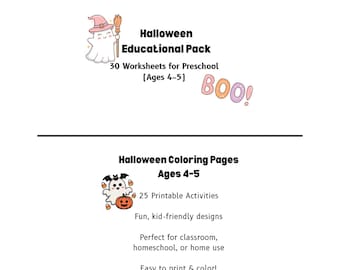 Halloween Preschool Worksheet Bundle | Ages 4-5 (PDF)