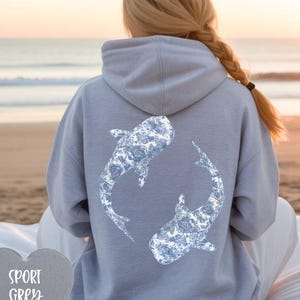 Walvishaai hoodie, haaien kust coquette bloemen toile sweater, oceaanliefhebber mariene biologie cadeau, nautische zee dier vis strand hoodies