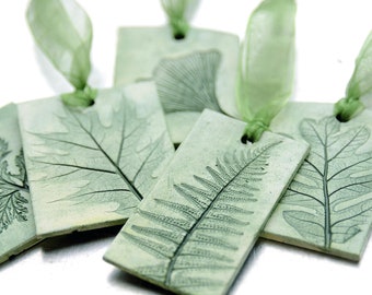 Ceramic Ornaments with Nature Inspired Natural Leaf Impression Christmas Holiday All-Year Decoration Green - Set of 5 - ETSY'S PICK