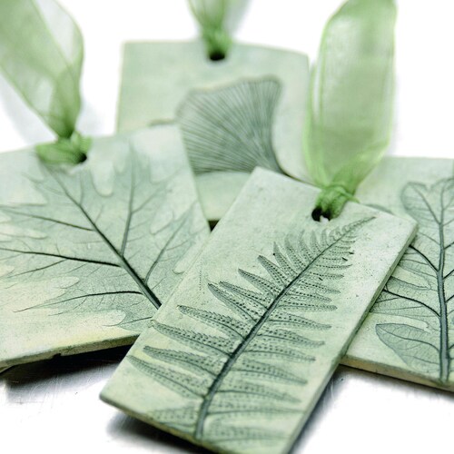 Ceramic Ornaments With Nature Inspired Natural Leaf Impression - Etsy