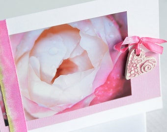 Photography Greeting Card with Ceramic Ornament Mother's Day Valentine's Day