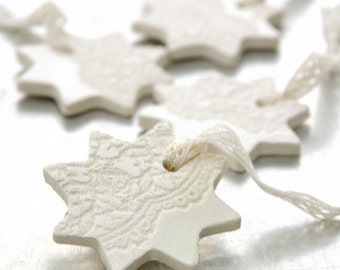 Ceramic Ornament with Lace Impression Christmas Holiday Decoration White Star - Etsy Front Page