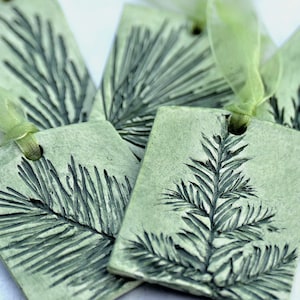 Ceramic Ornaments with Nature Inspired Natural Evergreen Impression Christmas Holiday All-Year Decoration Green - Set of 5 - ETSY'S PICK