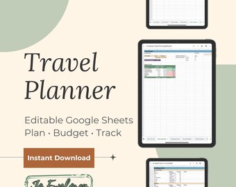 Travel Planner Google Sheets Template | Vacation Budget Tracker & Itinerary | Editable Trip Planning Spreadsheet