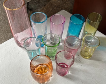 466 vintage lot of colored shock glasses 11 pieces