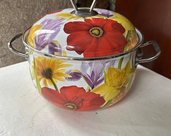 467 vintage the pioneer woman floral garden 4 quart steel Dutch oven