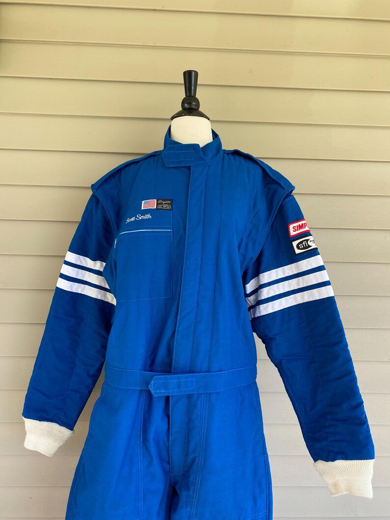 Vintage Men's Simpson Racing Suit | Royal Blue Car Racing Coveralls ...