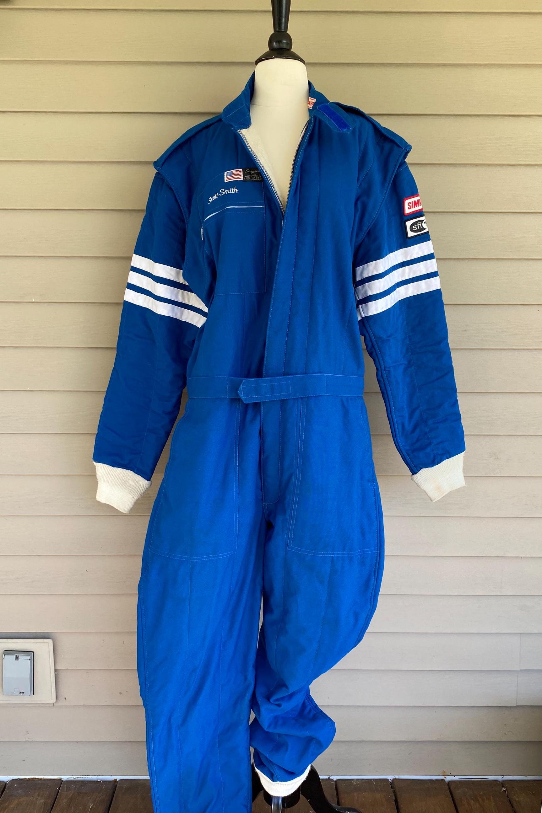 Vintage Men's Simpson Racing Suit | Royal Blue Car Racing Coveralls ...