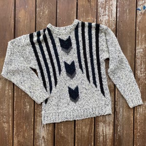 Vintage 90s Retro Knit Sweater | Cozy Jumper | Nineties Geometric Sweater | 80s Sweater | Vintage Sweater | Beach Sweater | Long Sweater