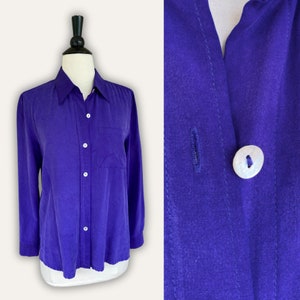 Vintage Breezy Silk Blouse | Purple Silk Button Up Shirt | 90s Shirt | Vintage Blouse | Vintage Shirt | 90s Vintage | Shirt Vintage
