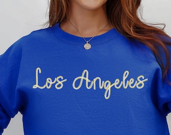 Custom Los Angeles Chainstitch Sweatshirt – Personalized Embroidery, Dual Thread Colors, Any City or Name