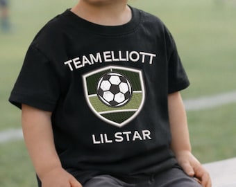 Gepersonaliseerde voetbalshirt peuter aangepaste naam team kindershirt familie bijpassende outfit voetbal cadeau
