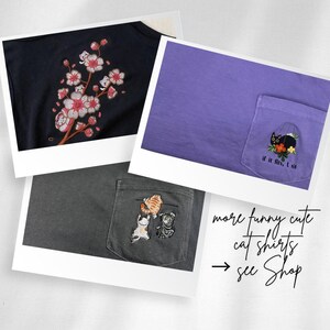 重ね猫刺繍シャツ かわいい猫Tシャツ おしゃれな動物シャツ 猫好きへのギフト コンフォートカラーズTシャツ 画像 8