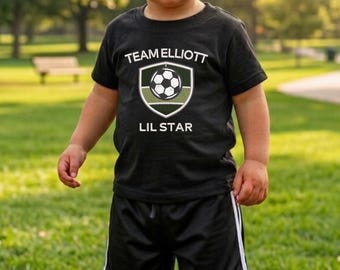 Camiseta de fútbol personalizada para bebé con nombre personalizado, camiseta del equipo del bebé, conjunto familiar a juego, regalo de fútbol para bebé
