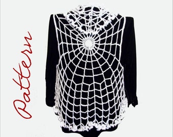 PDF Crochet Pattern: Spiderweb Circle Vest Gothic Halloween All Sizes Adult DIY Halloween Costume