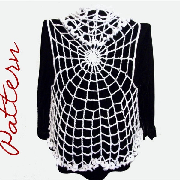 PDF Crochet Pattern: Spiderweb Circle Vest Gothic Halloween All Sizes Adult DIY Halloween Costume