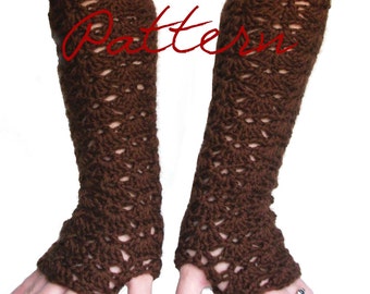 PDF Crochet Pattern: Elbow Length Lace Fingerless Gloves Long Opera Style