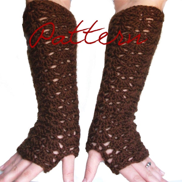 PDF Crochet Pattern: Elbow Length Lace Fingerless Gloves Long Opera Style