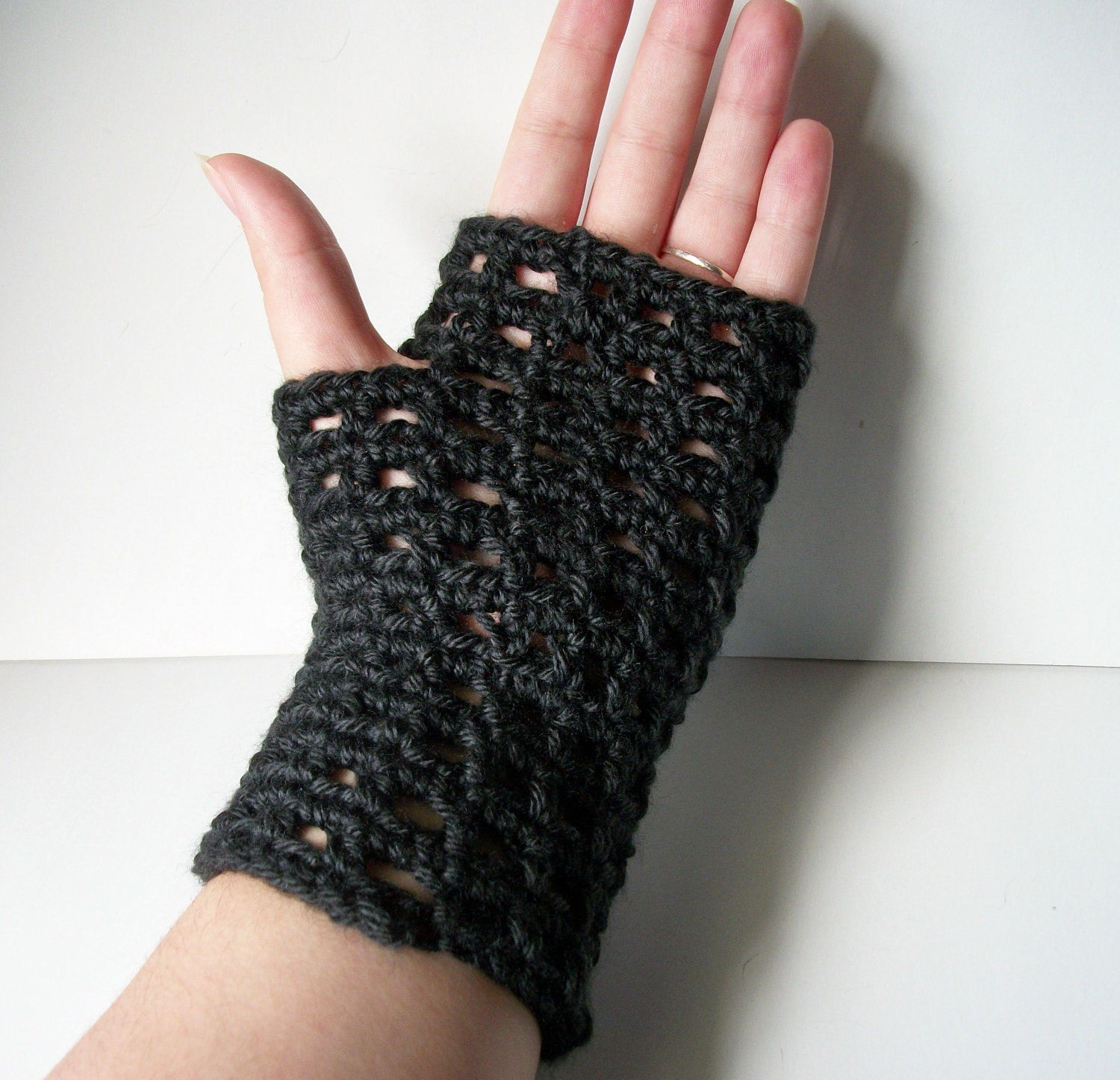 Lace Fingerless Gloves Crochet Pattern Wrist Warmers Etsy