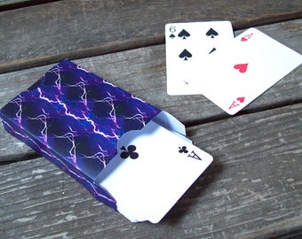 Printable Playing Card Favor Box Purple Lightning