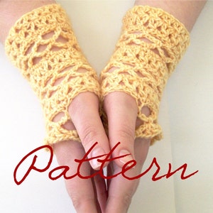 Lace Fingerless Gloves Crochet Pattern Split DC and Mesh Lace Gloves image 1