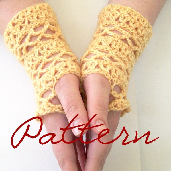 Lace Fingerless Gloves Crochet Pattern Split DC and Mesh Lace Gloves