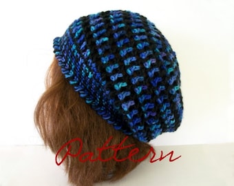 Crochet Pattern: 2 Color Lace Spiral Slouch Hat Pattern