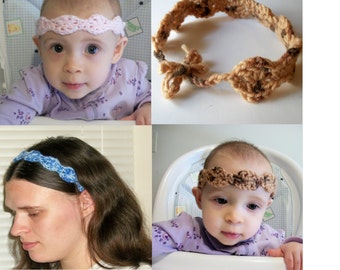 Crochet PDF Pattern: Wavy Headband Adult and Baby Sizes Mommy and Me