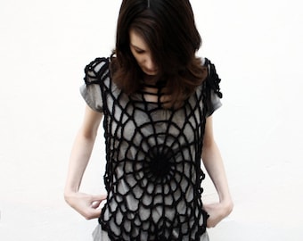 Crochet Pattern: Spiderwebs T-Shirt Goth Crochet Year Round Gothic Lacy Overshirt Small, Medium, Large, XL, XXL, 2XL DIY Halloween Costume