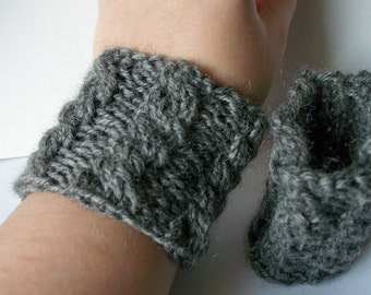 PDF Knitting Pattern: Knit Cabled Wrist Warmer/ Wristband/ Cup Cozy/ Bracelet