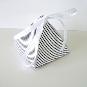 Printable Favor Box Classic Black and White Stripes Pyramid Gift Box