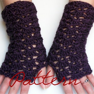 Crochet Pattern Fingerless Gloves Pattern PDF Lacy Shells Fingerless Gloves Wrist Warmer