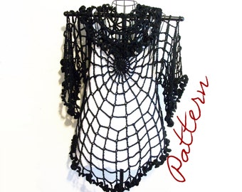 PDF Crochet Pattern: Spiderweb Lace Jacket/ Cardigan/ Shrug Gothic All Sizes DIY Adult Halloween Costume