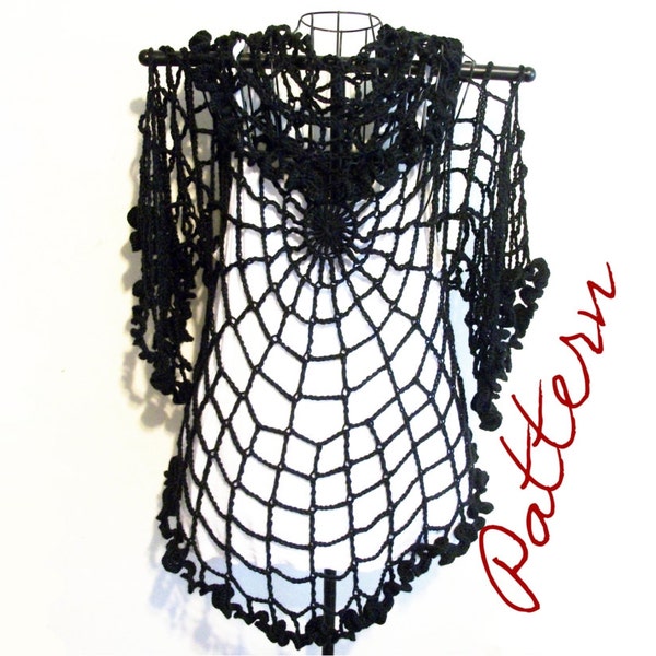 PDF Crochet Pattern: Spiderweb Lace Jacket/ Cardigan/ Shrug Gothic All Sizes DIY Adult Halloween Costume