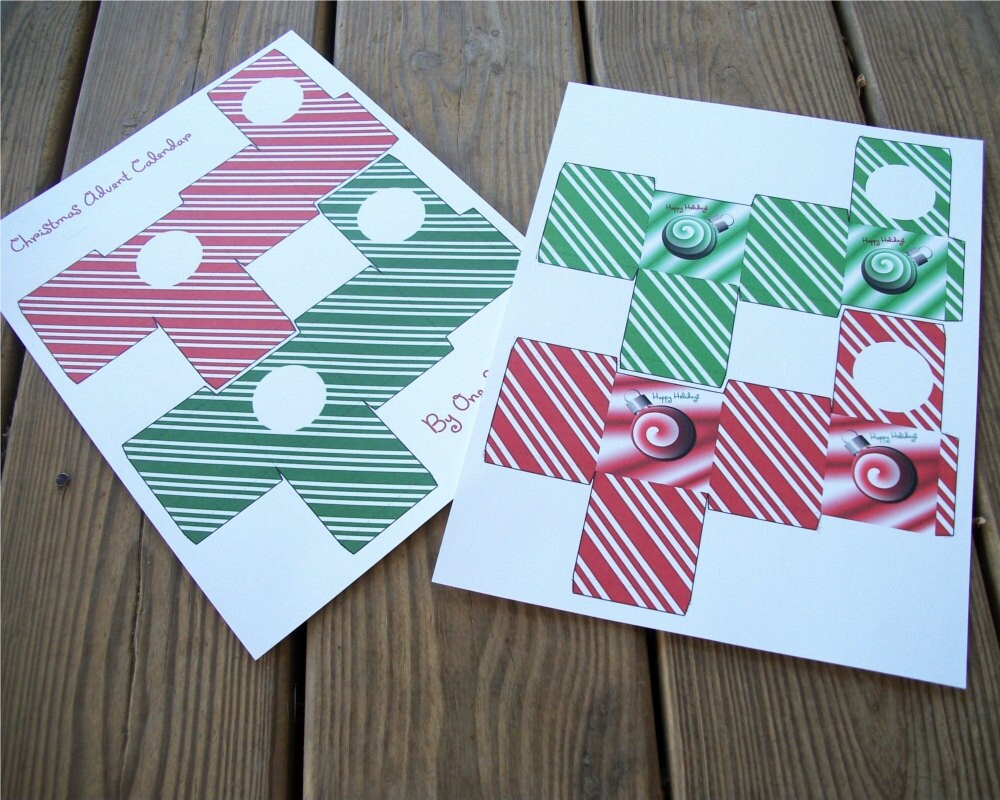DIY Gift Boxes Christmas Advent Calendar Red Green Peppermint Spearmint