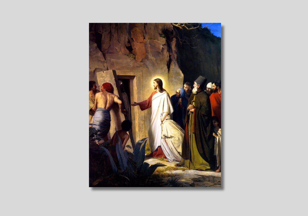Carl Bloch : Jesus Raises Lazarus From the Dead - Canvas Art Print ...