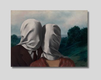 Rene Magritte : The Lovers - Canvas Art Print