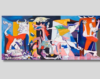 パブロ・ピカソ、ゲルニカ 1937年、リネンキャンバスの油絵複製